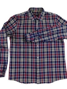 A.P.C. checkered cotton button-down shirt in a classic plaid pattern. Features a